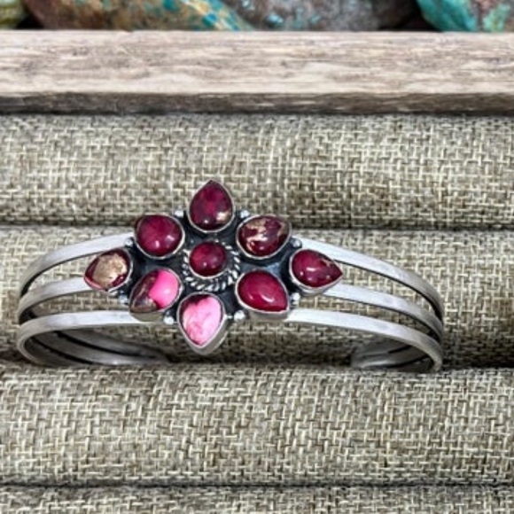 Nizhoni Dahlia Rose Cuff Bracelet in Sterling Silver - Picture 1 of 4